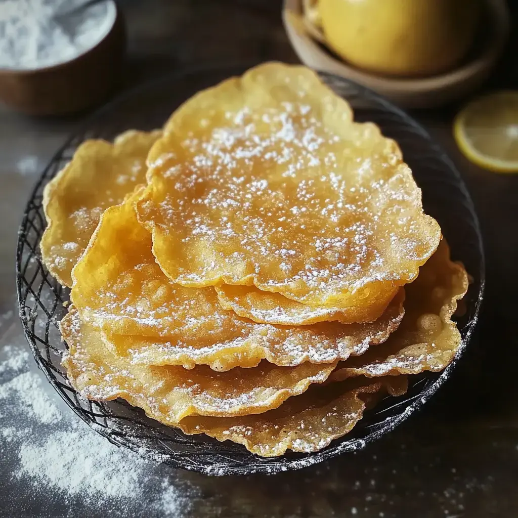 Golden, flaky pastries dusted with cinnamon and sugar on a plate.