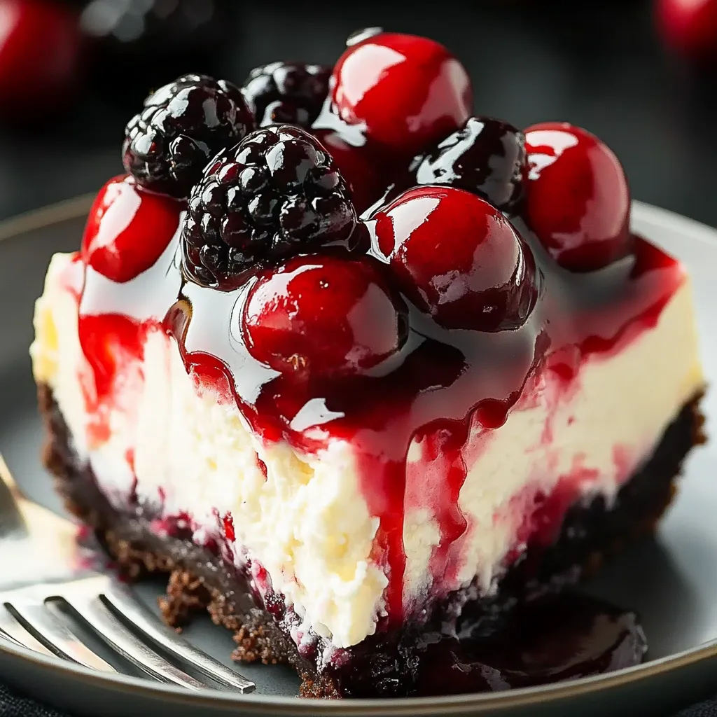 Close-up Decadent Black Forest Cheesecake Recipe