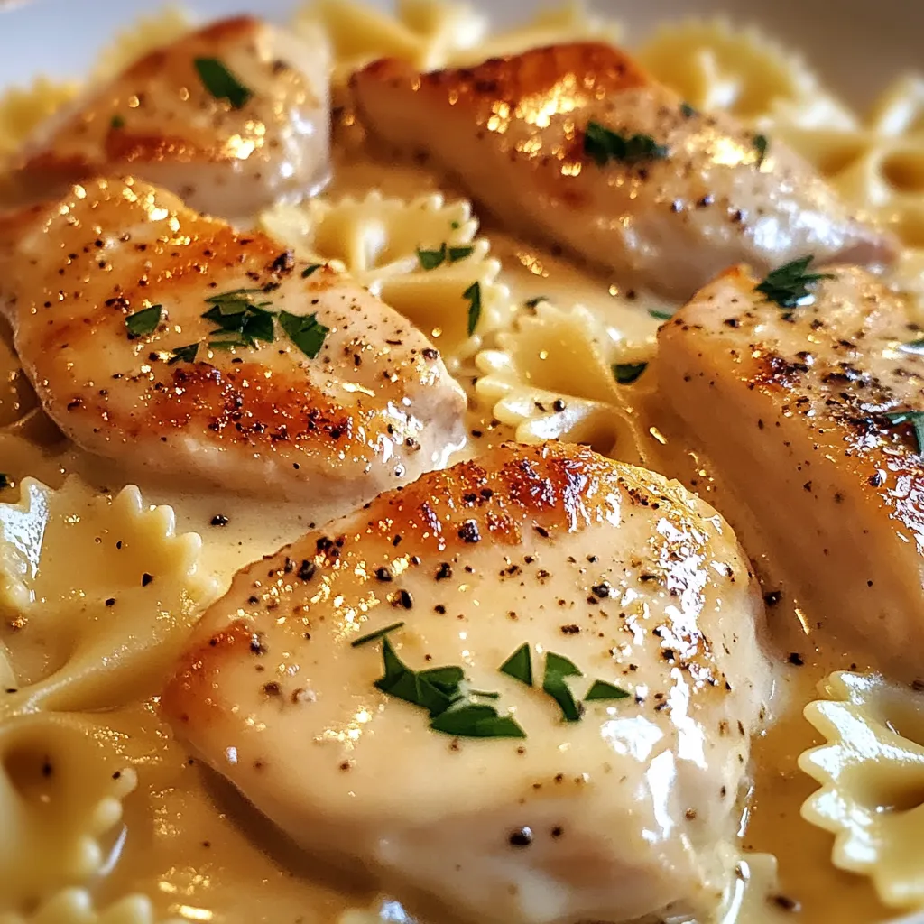 Lemon Garlic Chicken with Creamy Bowtie Pasta Recipe