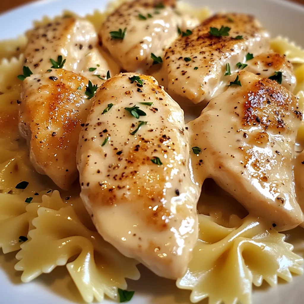 Easy Lemon Garlic Chicken with Creamy Bowtie Pasta