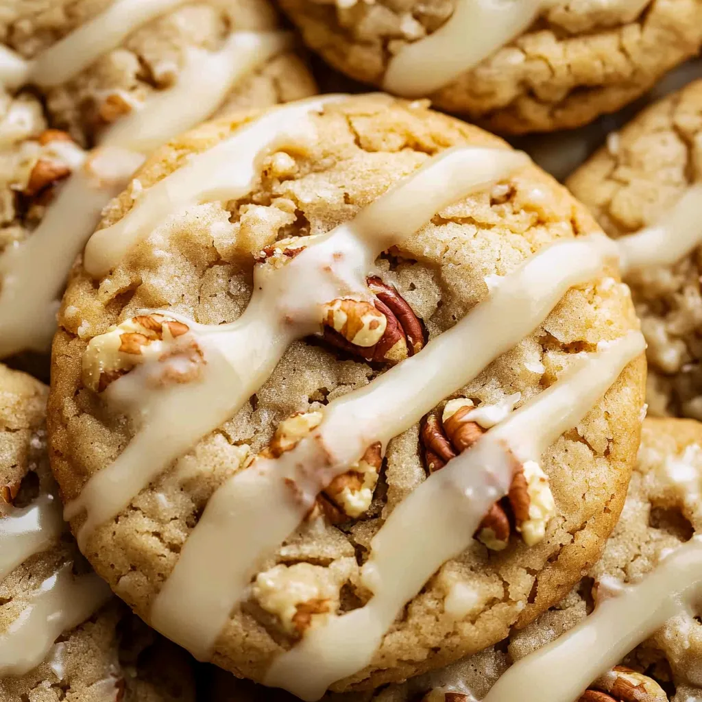 Close-up of maple brown sugar cookies, highlighting their warm, inviting hue and deliciously chewy appearance.