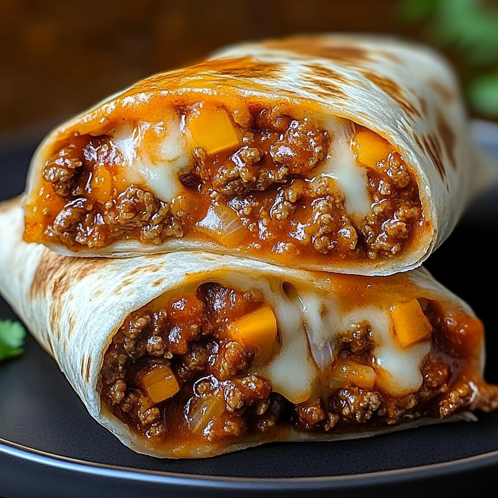 Flavorful beef wraps stuffed with cheese, making a perfect grab-and-go meal.
