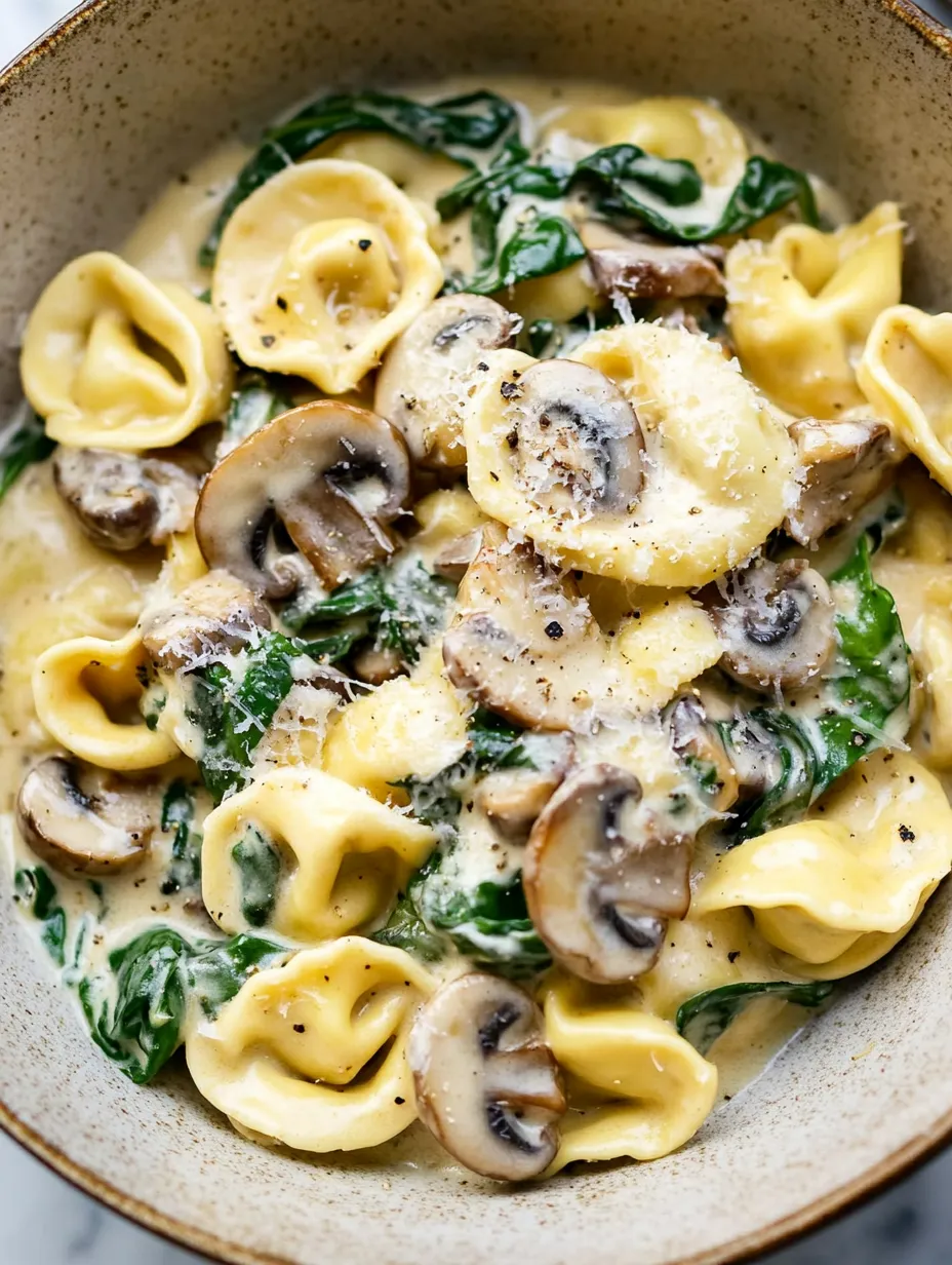 Spinach Mushroom Creamy Tortellini (One-Pan Dinner)