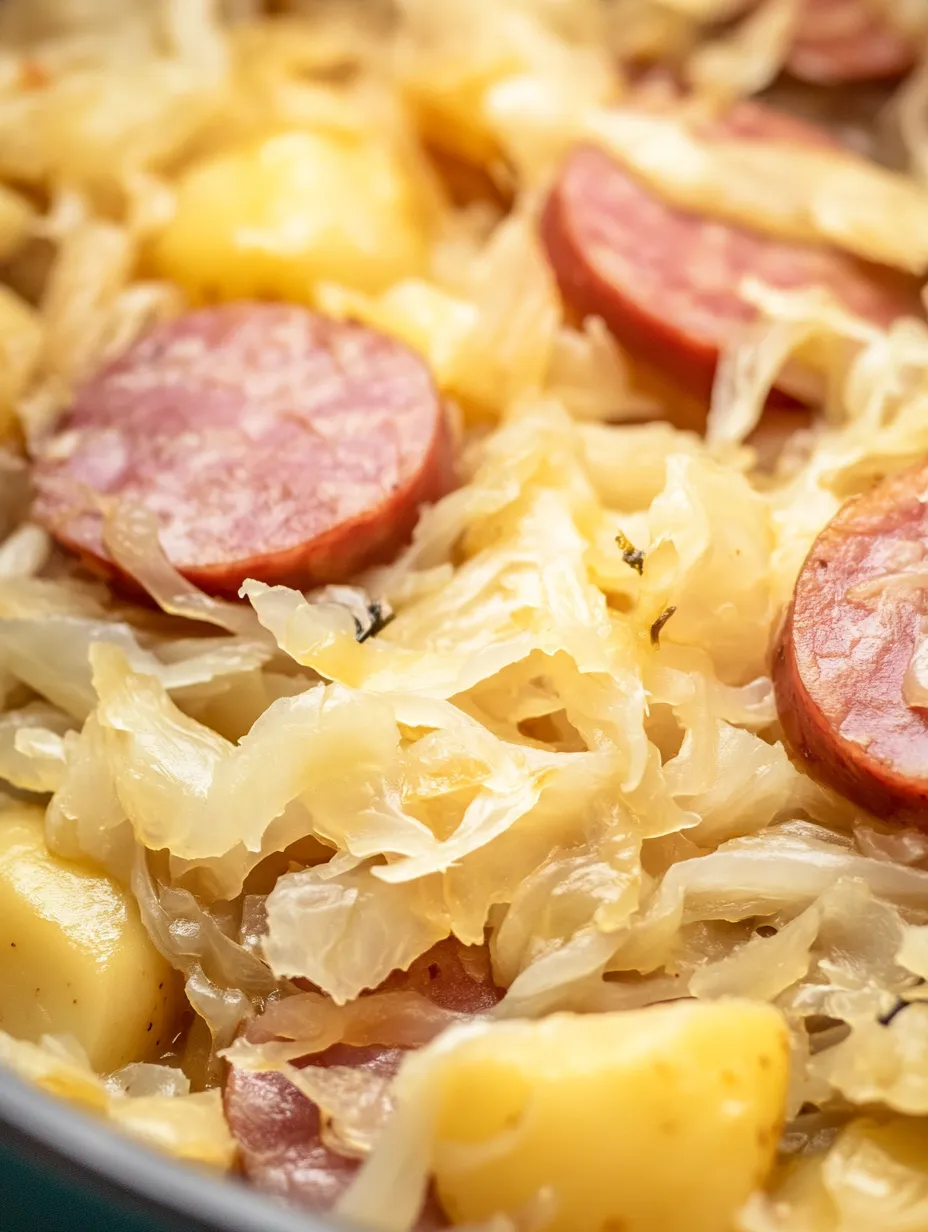 Polish sausage, Sauerkraut and potatoes cooked slow together
