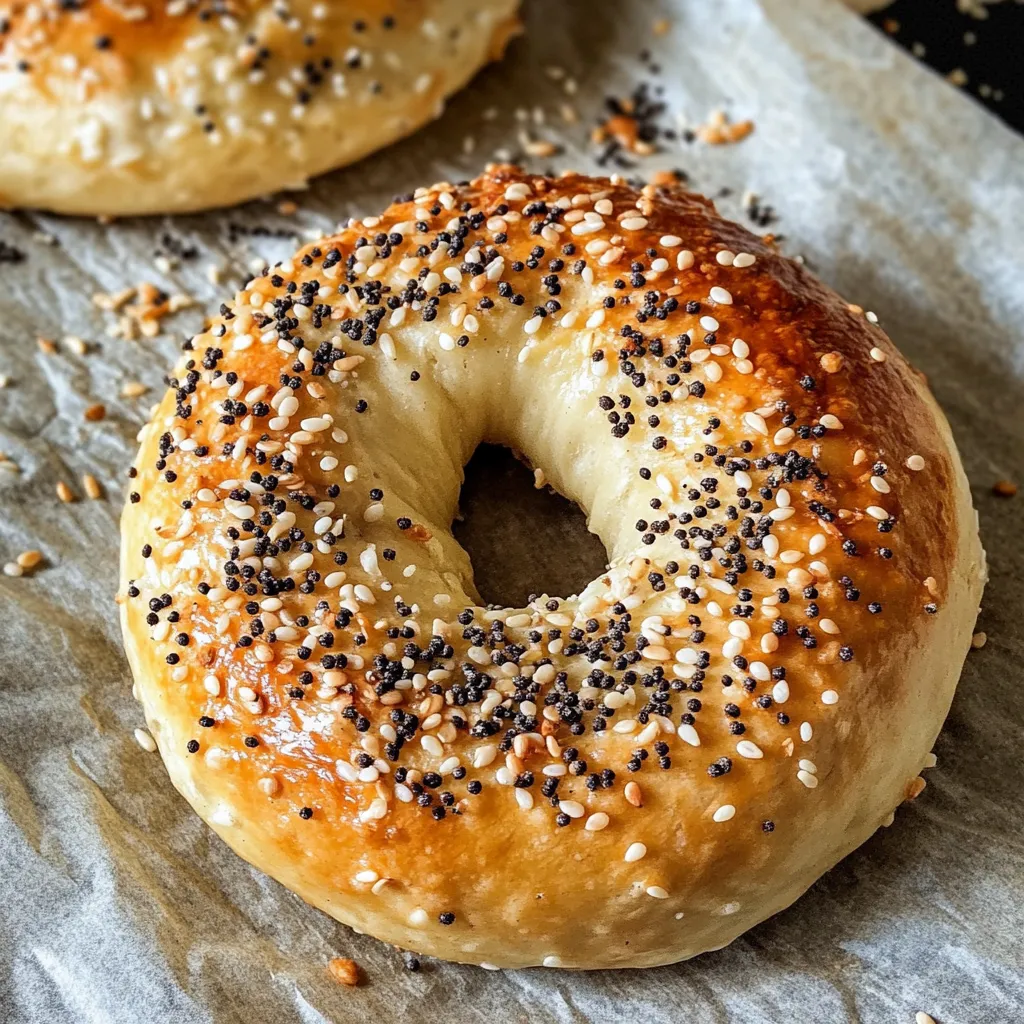 A detailed view of protein bagels adorned with Greek yogurt, highlighting a healthy.