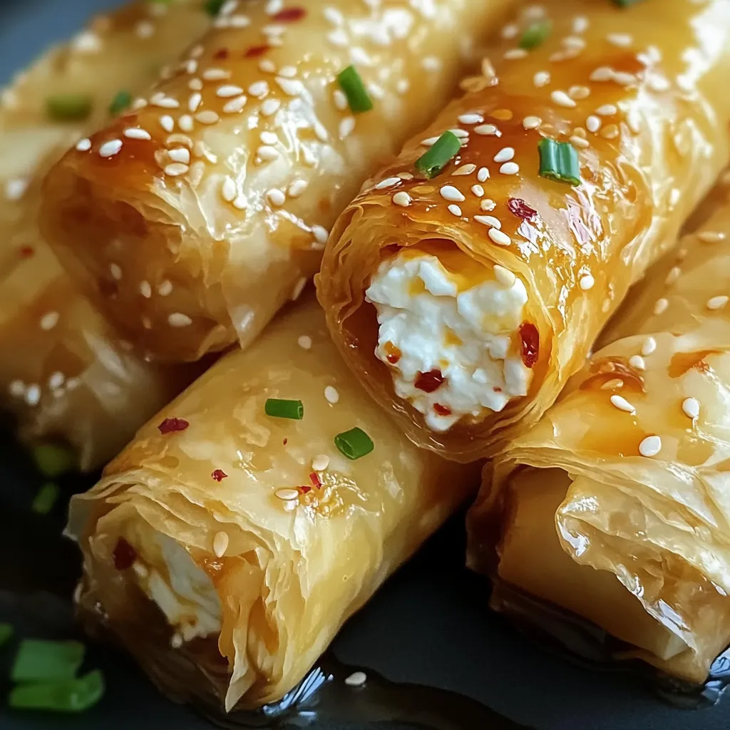 Delicious Oven Fried Feta Rolls with Chili Honey