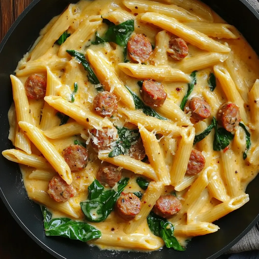 CREAMY CAJUN SAUSAGE PASTA dish