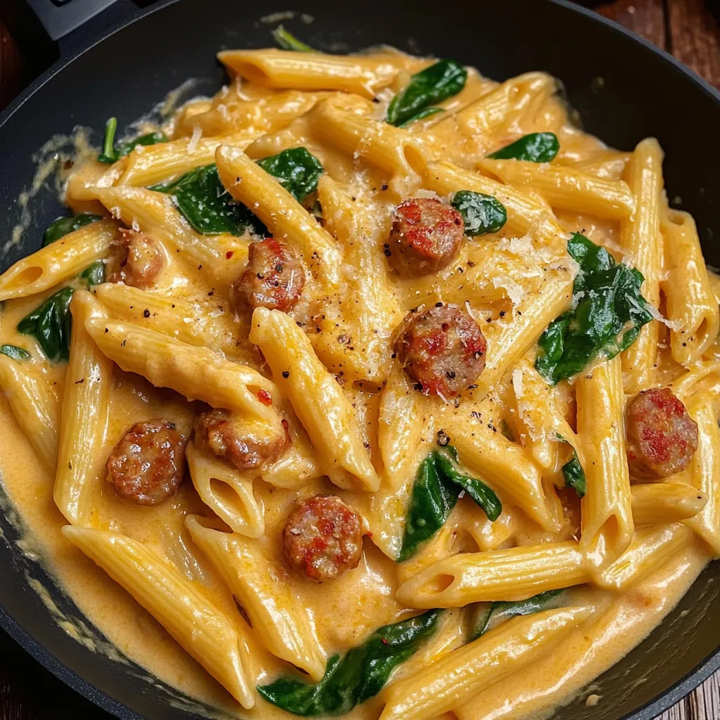 Simple CREAMY CAJUN SAUSAGE PASTA