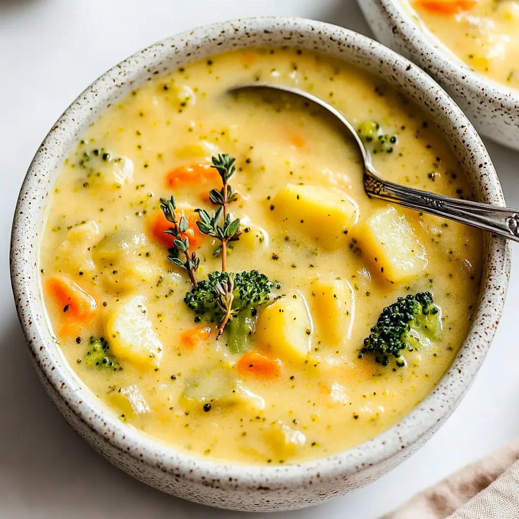 Quick Broccoli Potato Cheese Soup Bowl