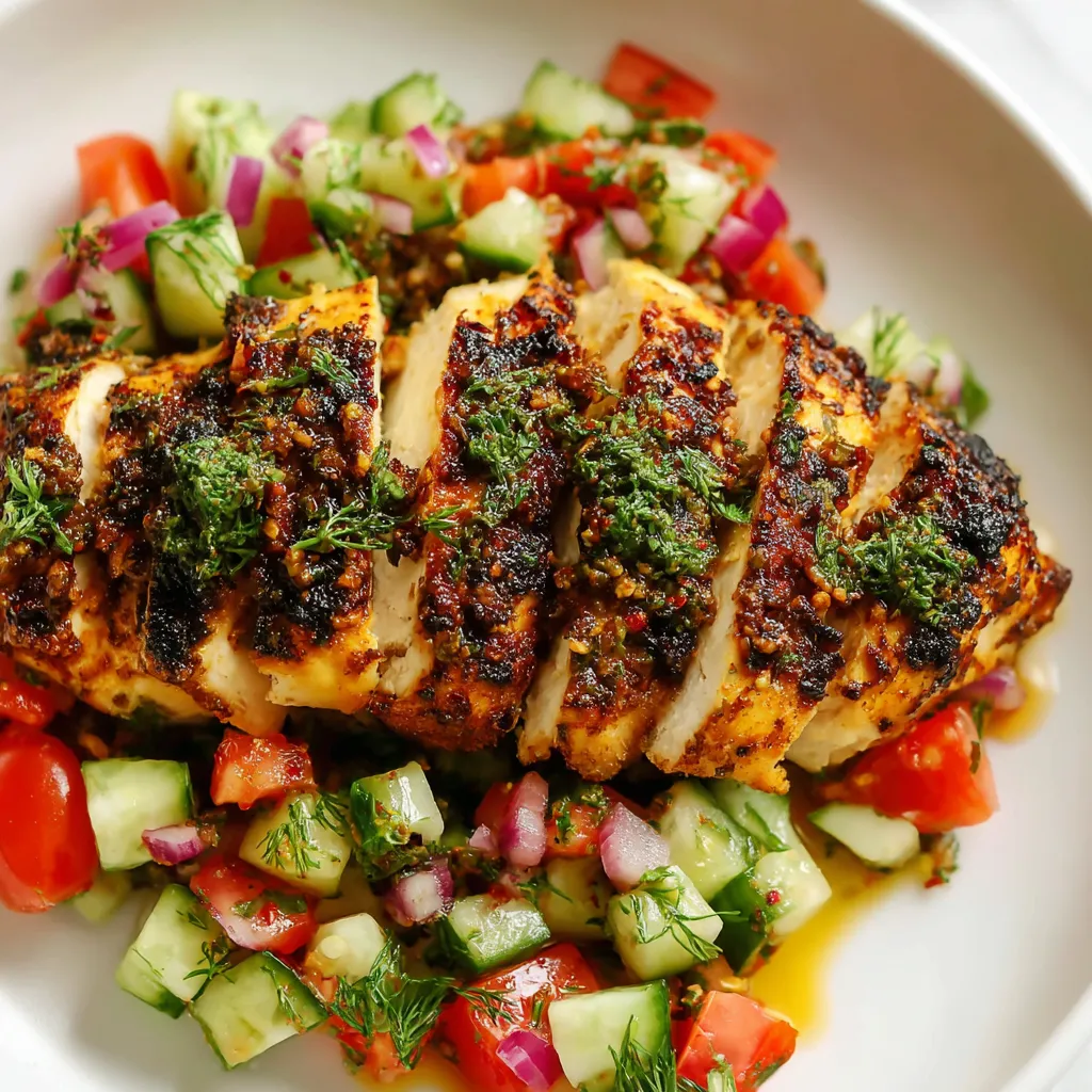 A plate of food with chicken and vegetables.
