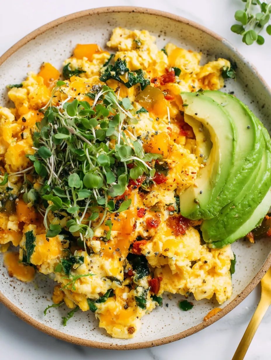 A plate of food with a green vegetable on top.
