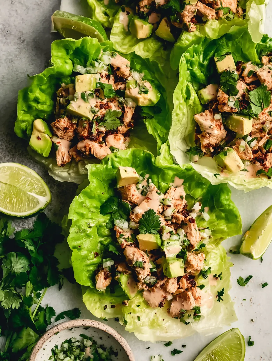 A plate of food with lettuce and chicken.