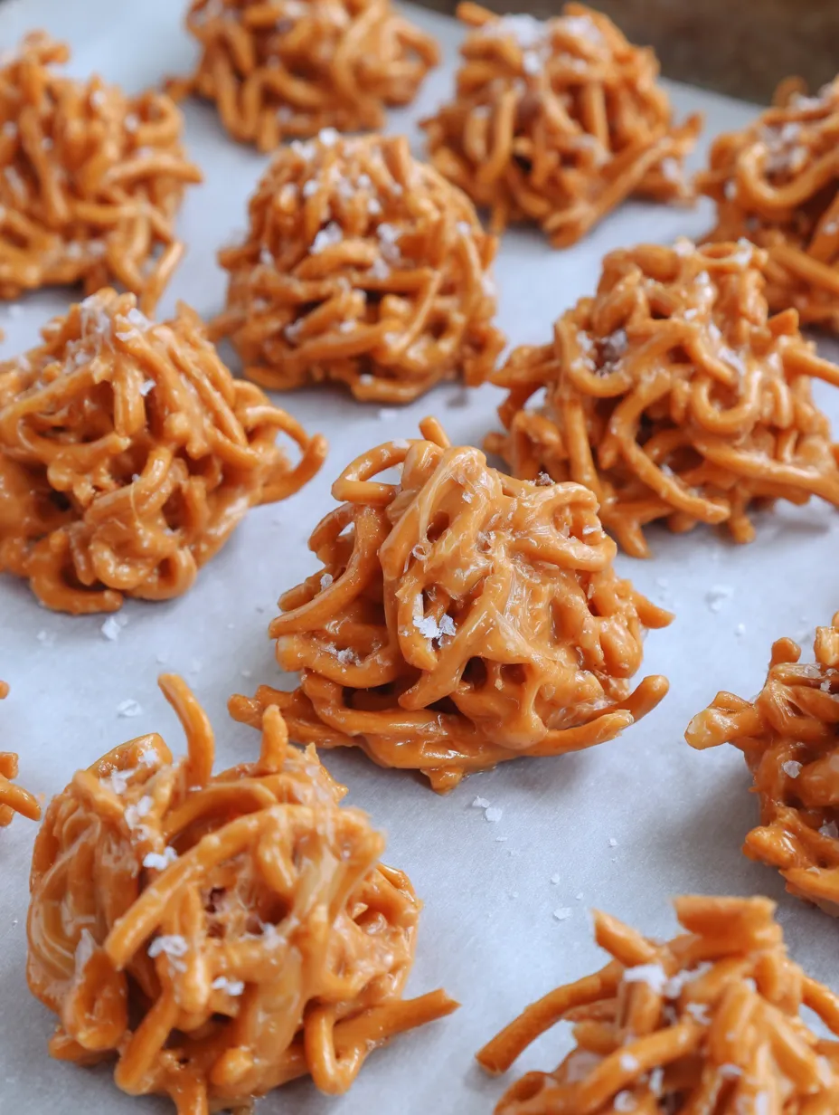 A pile of orange and white candy balls.