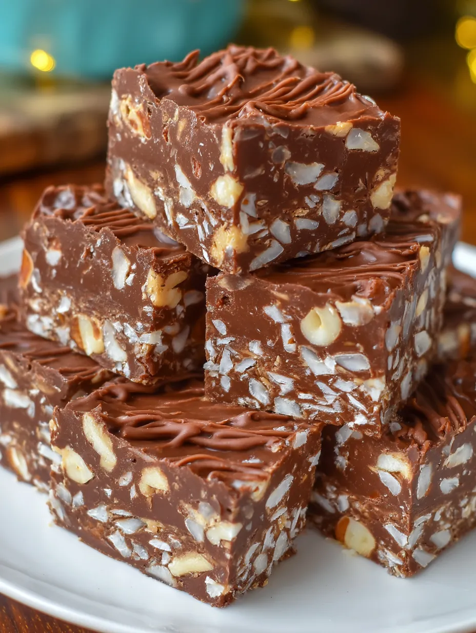 A stack of chocolate and nut cake bars.