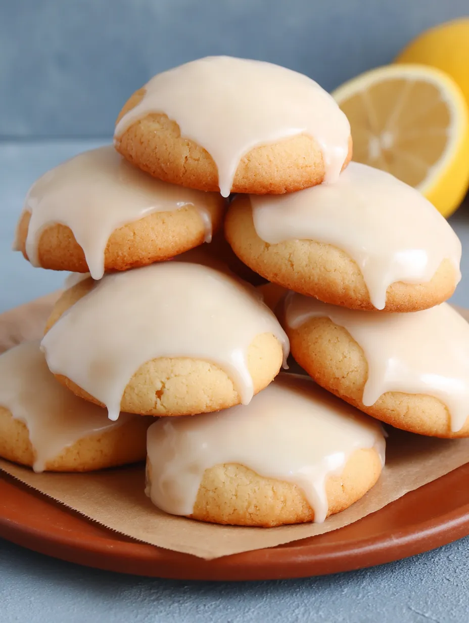A stack of cookies with a lemon glaze.