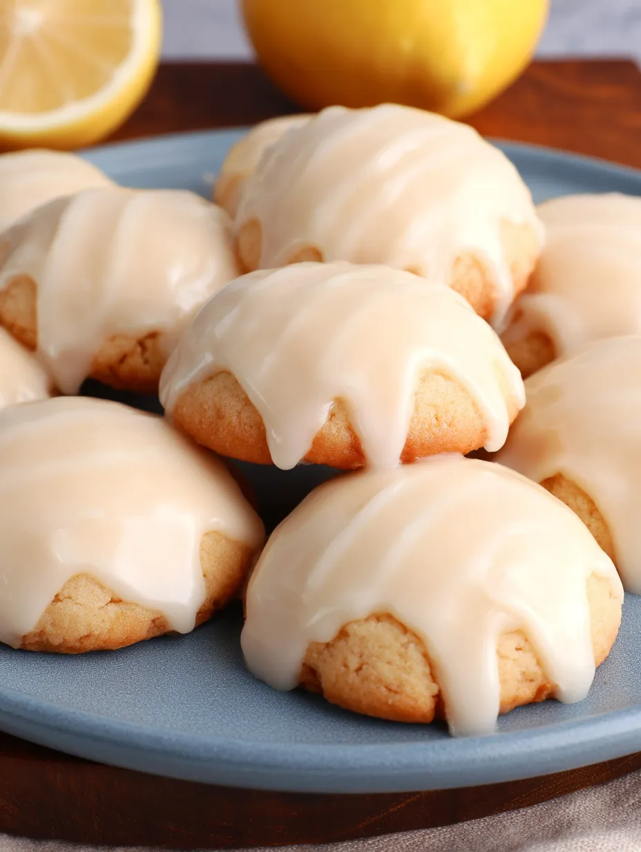 A plate of cookies with a lemon glaze.