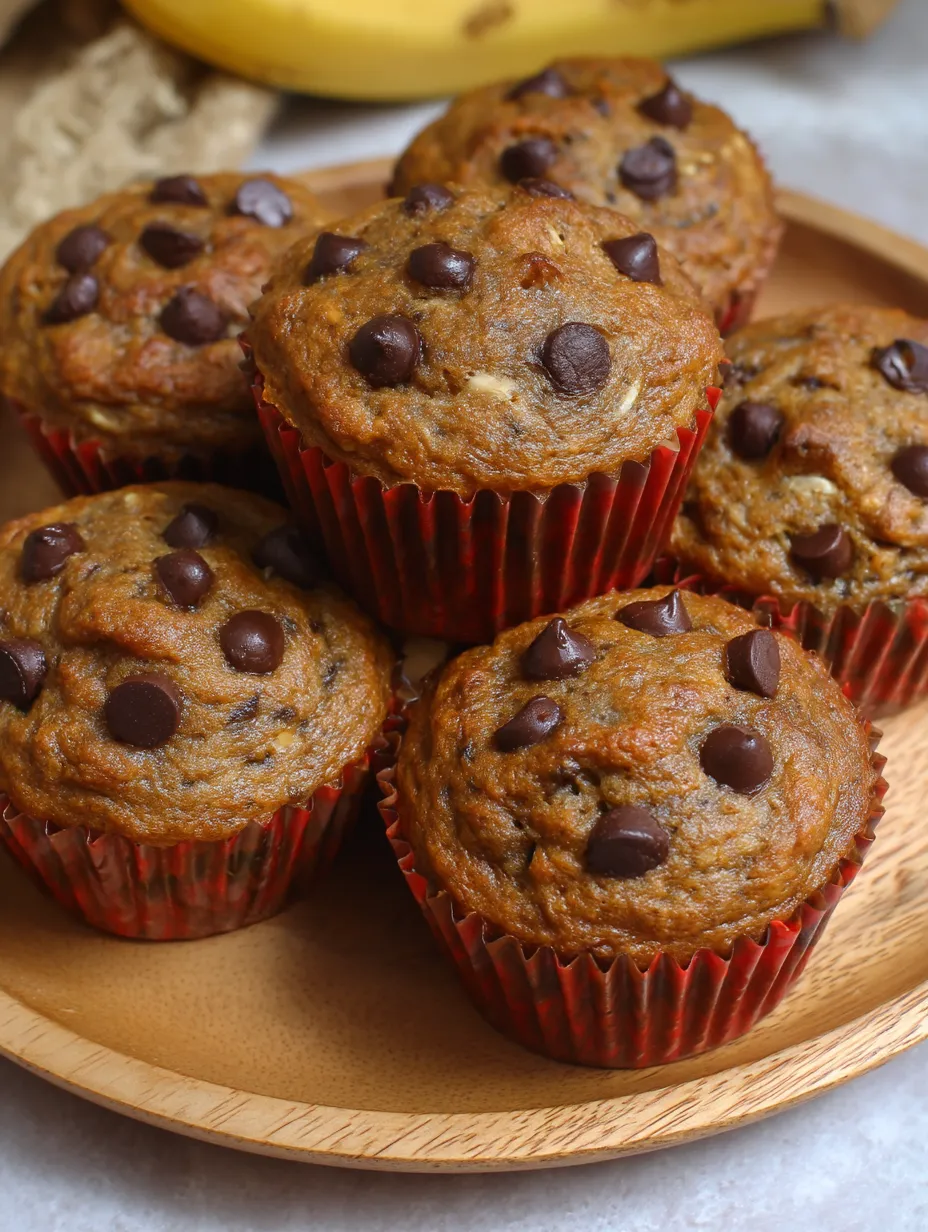A plate of muffins with chocolate chips.