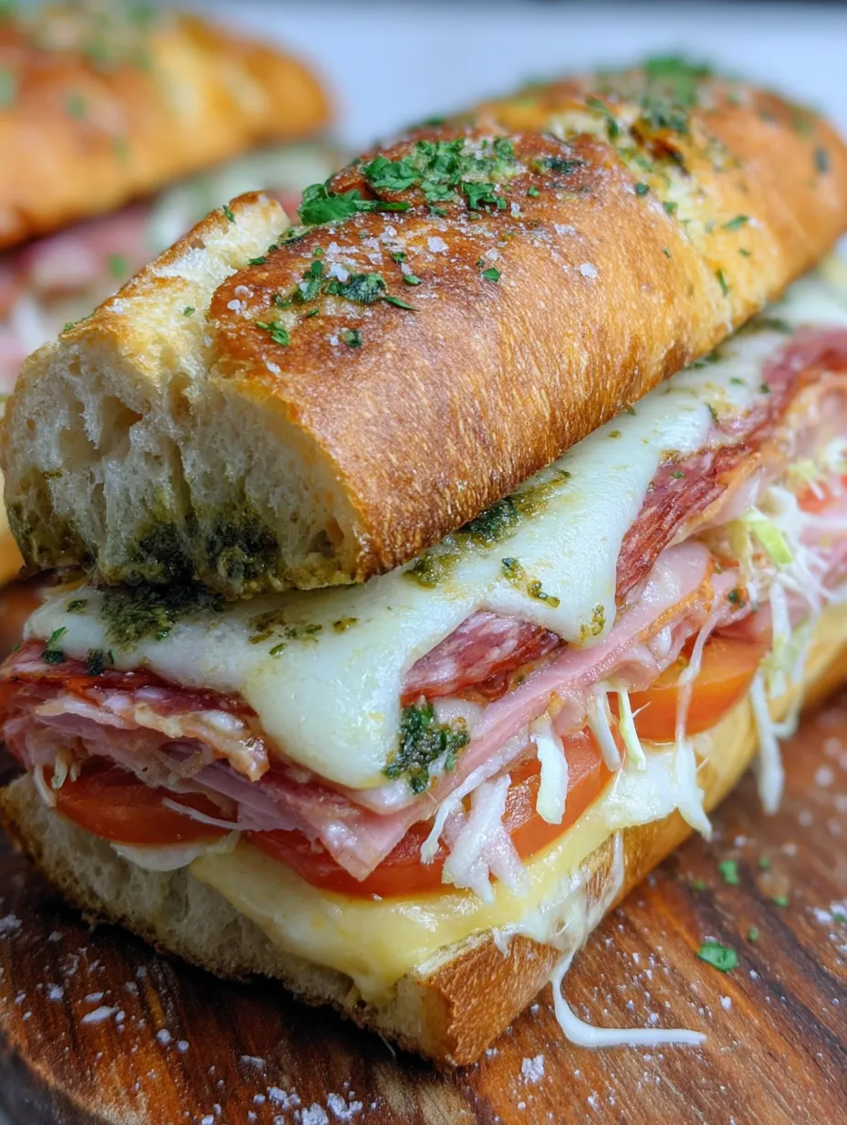 A sandwich with meat and cheese.