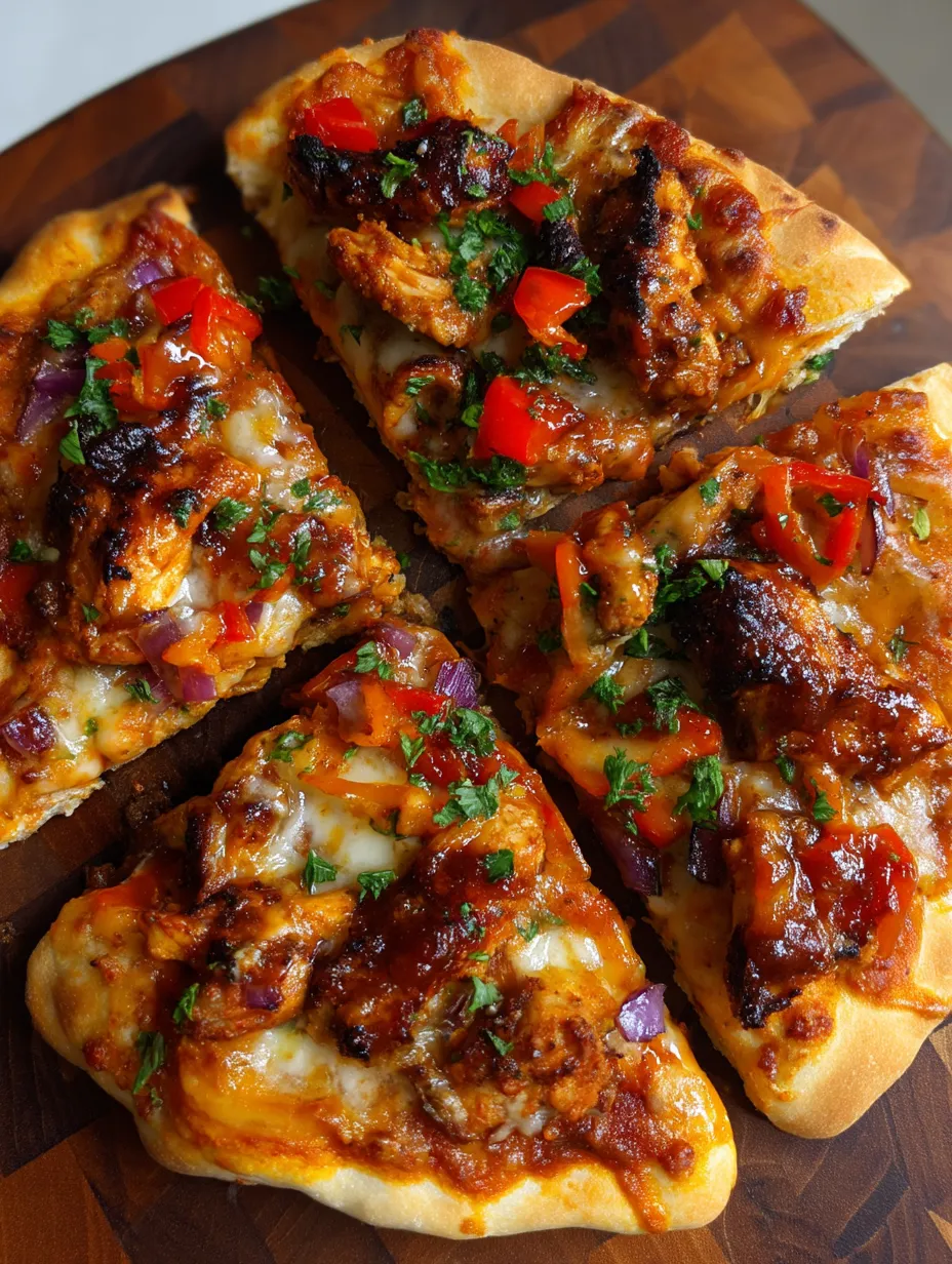 A pizza with chicken and peppers on it.