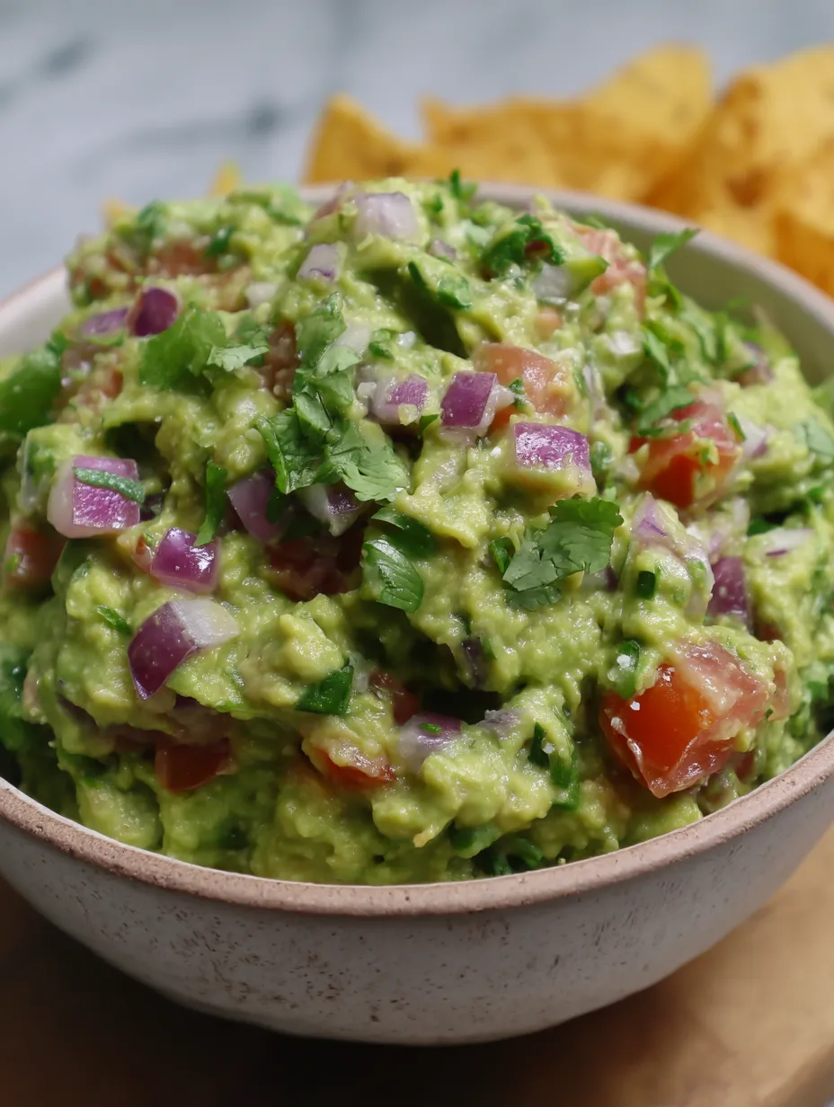A bowl of guacamole with chips.