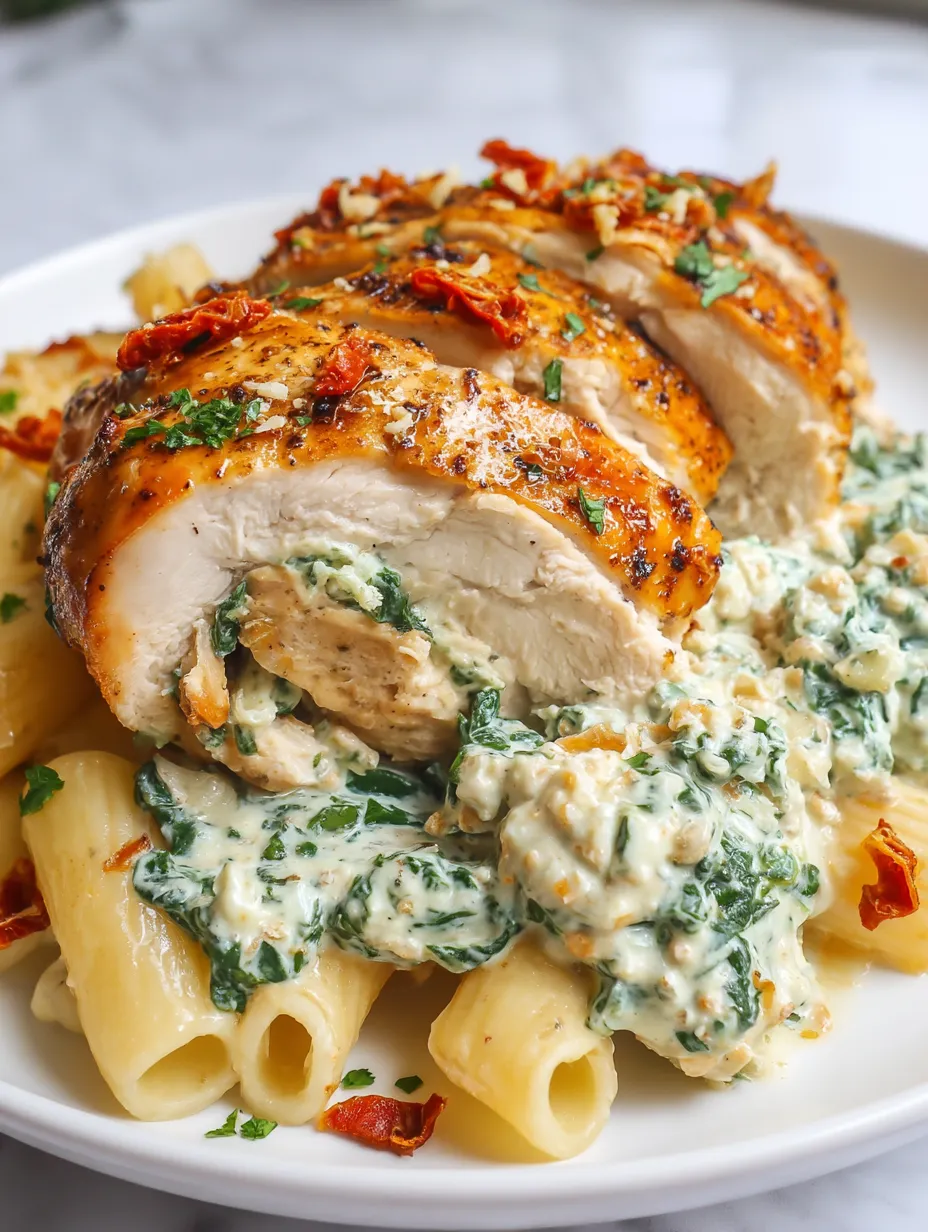 A plate of food with chicken and pasta.
