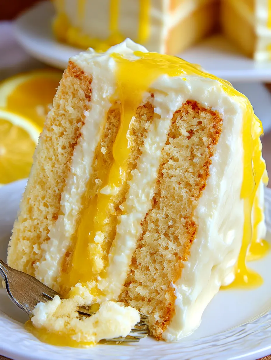 A slice of lemon curd cake.