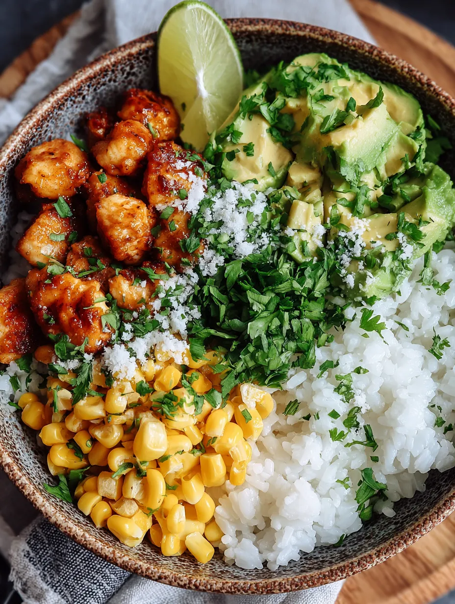 Ein großer, farbenfroher Salat aus verschiedenen Gemüsearten wie Avocado, Kartoffeln, Kokosnuss, Linsen, Paprika, Reis, Squash, Tomaten und Zwiebeln.