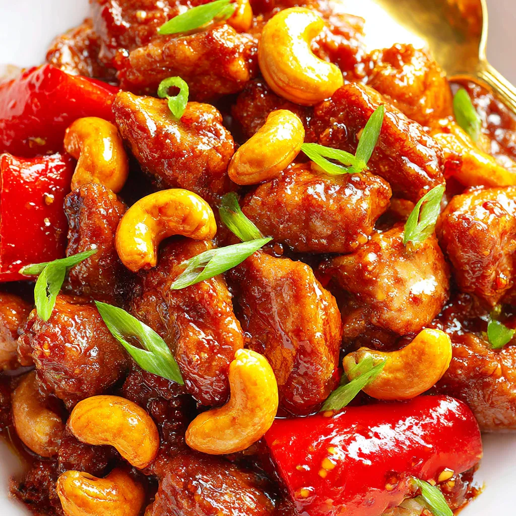 Dragon chicken with nuts and bell peppers.