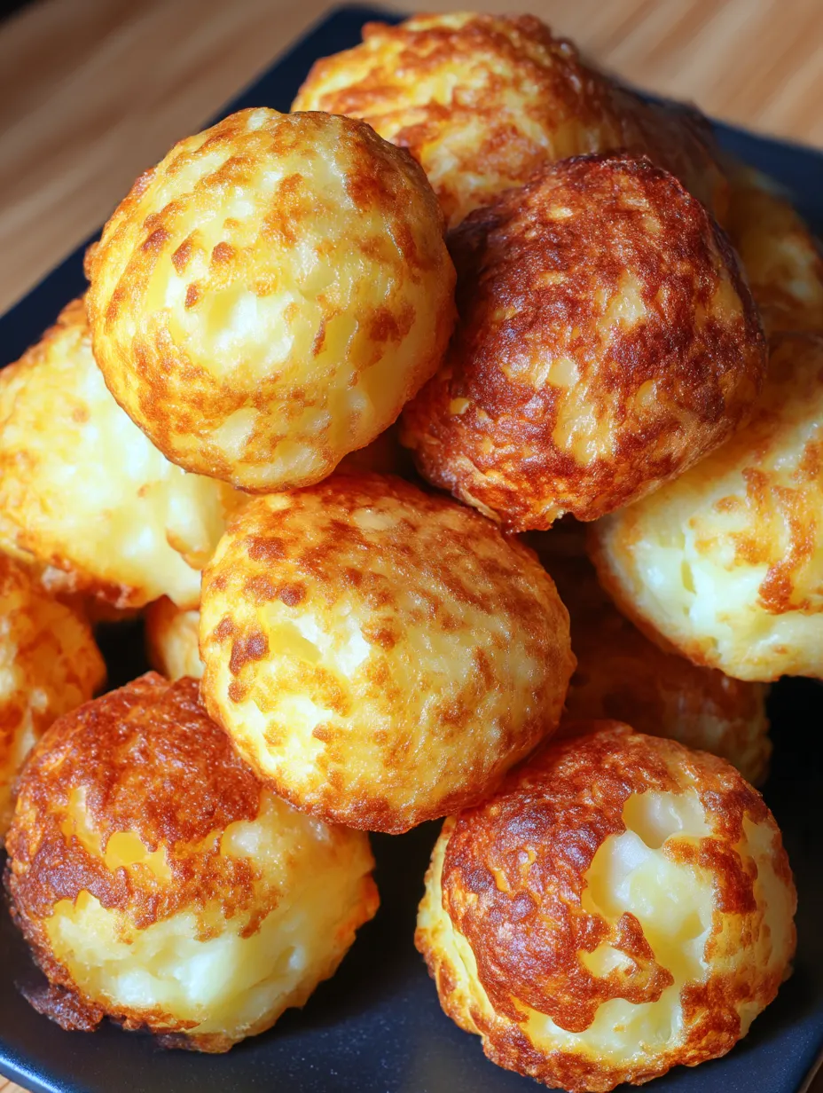 A plate stacked with crispy mashed potato cheese balls.