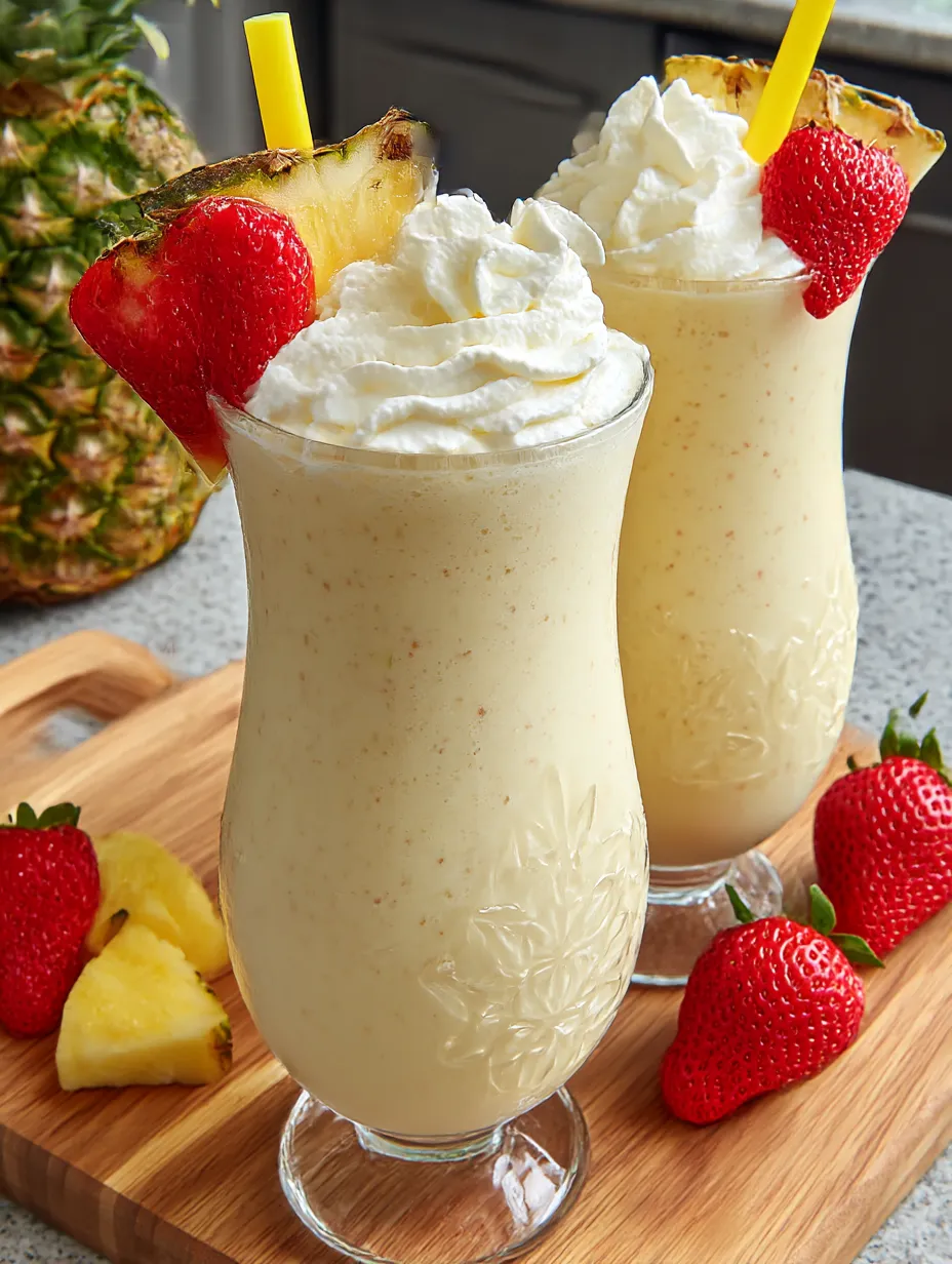 Two glasses of pina colada milkshakes.