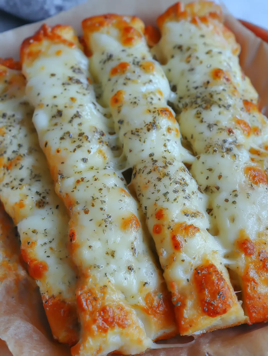Homemade cheesy breadsticks.
