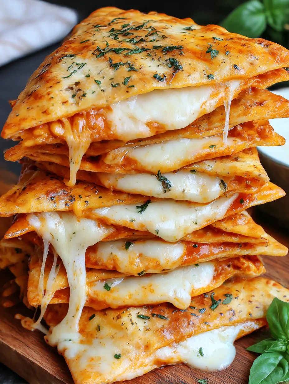 A pile of crunchy air fryer pepperoni pizza pockets.