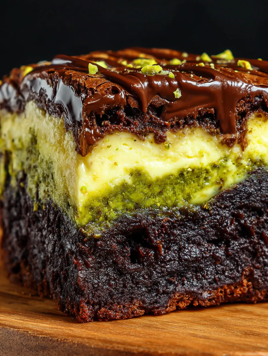 A chocolate cake topped with chocolate ganache and shards, sitting on a wooden slab.