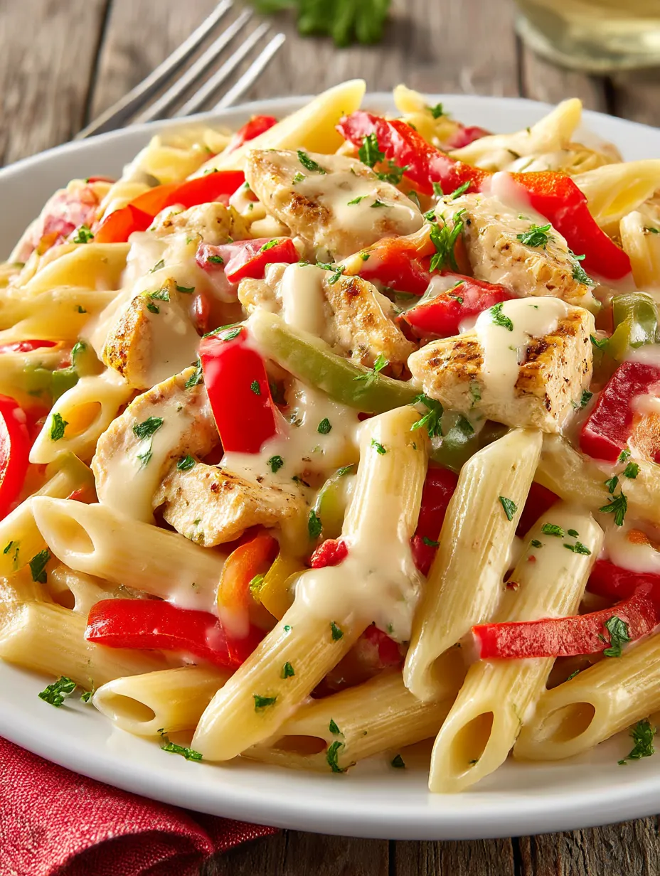 A plate of food with chicken and pasta.