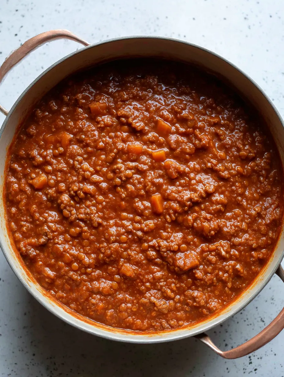 A pot of 50/50 Bolognese.