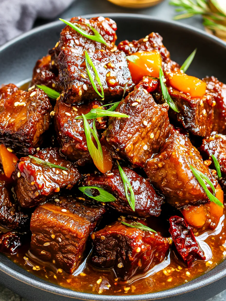 A bowl loaded with beef and green onions.