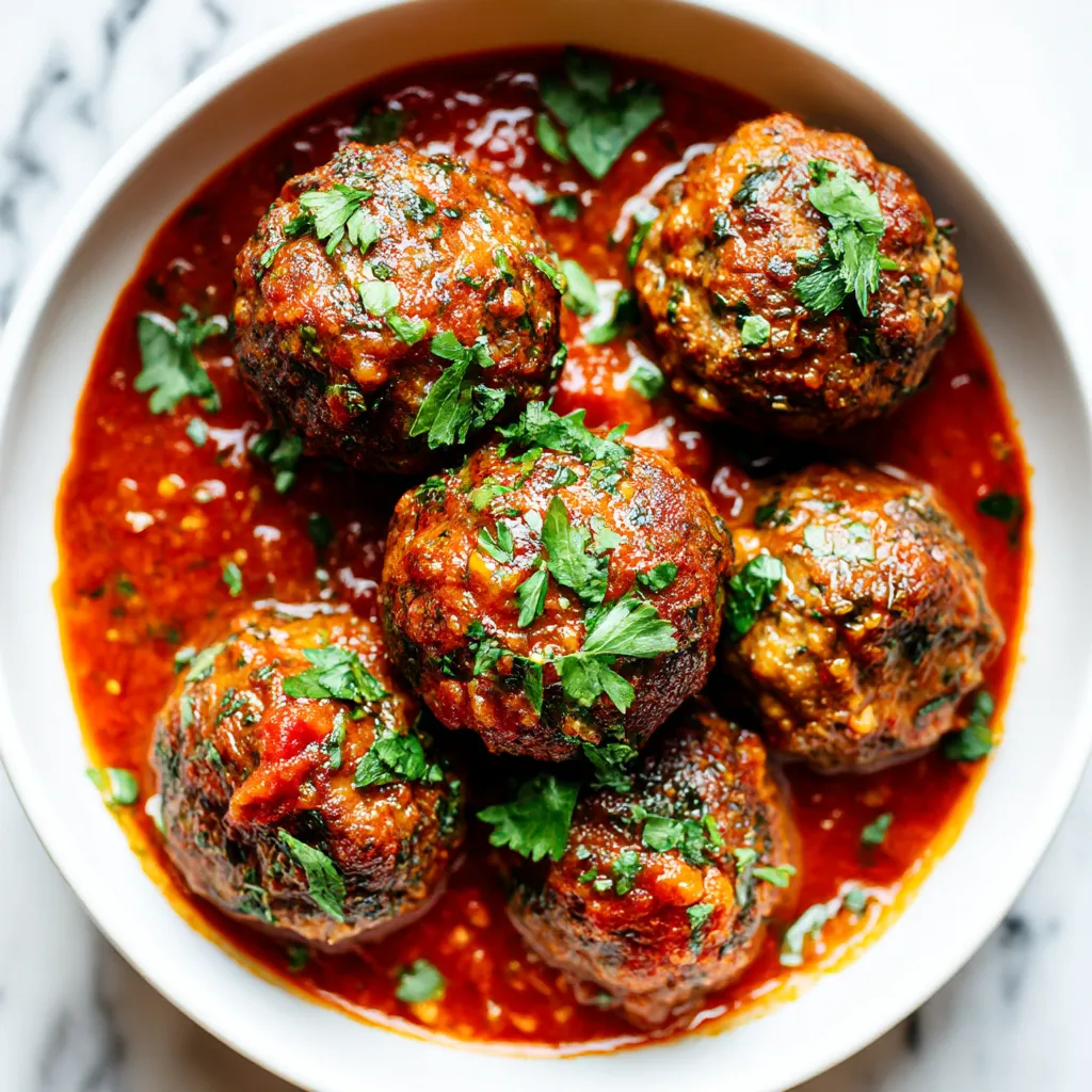 A bowl filled with meatballs covered in tomato sauce.