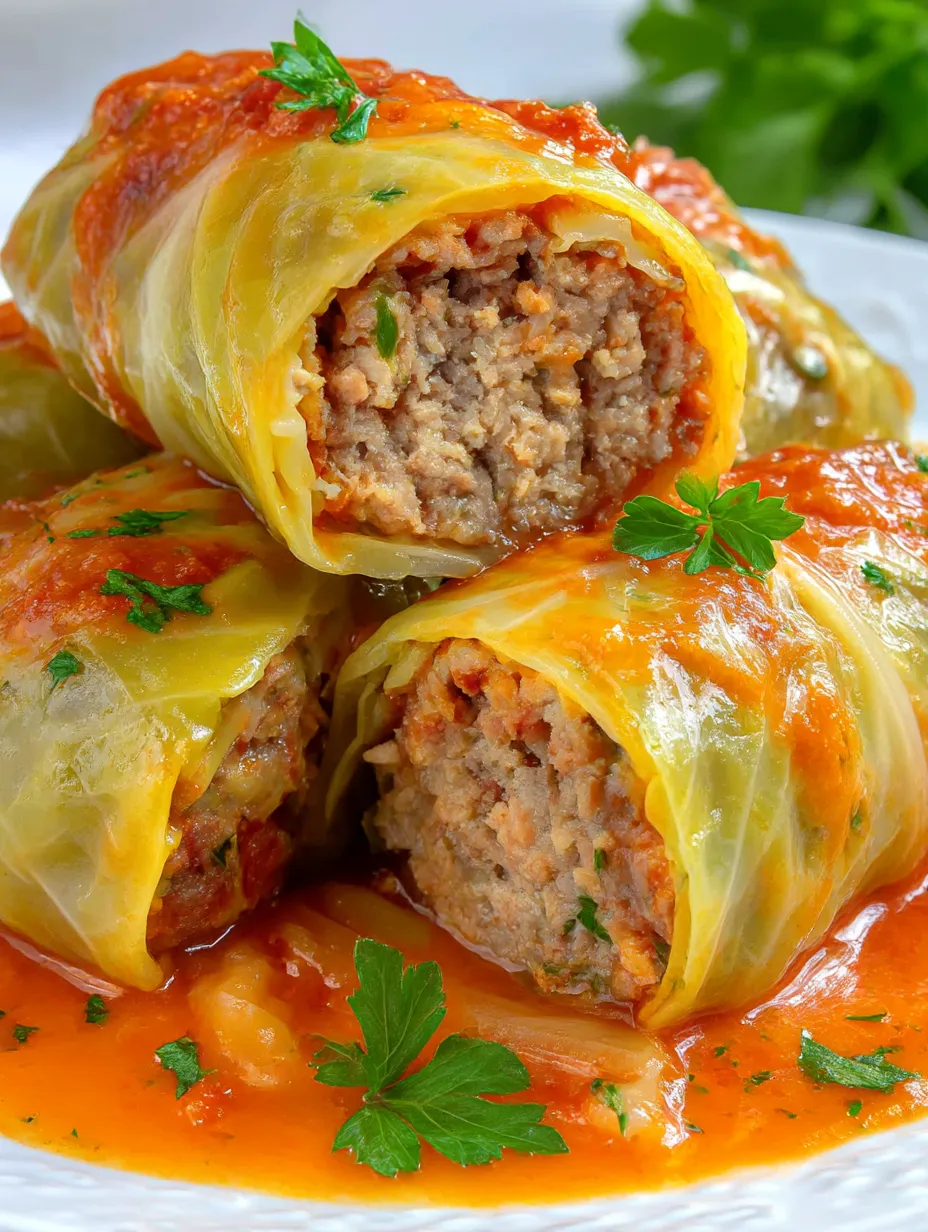 A plate piled high with Ukrainian cabbage rolls.