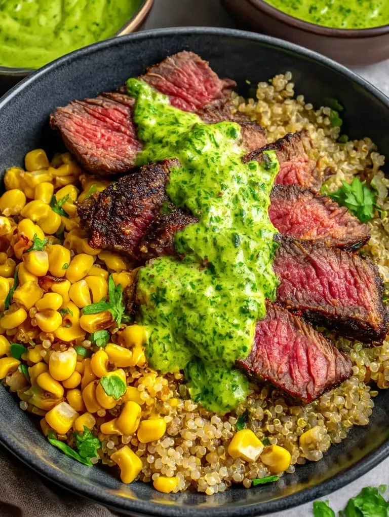A stunning picture of a cup with beef, potatoes, coconut milk and cilantro.