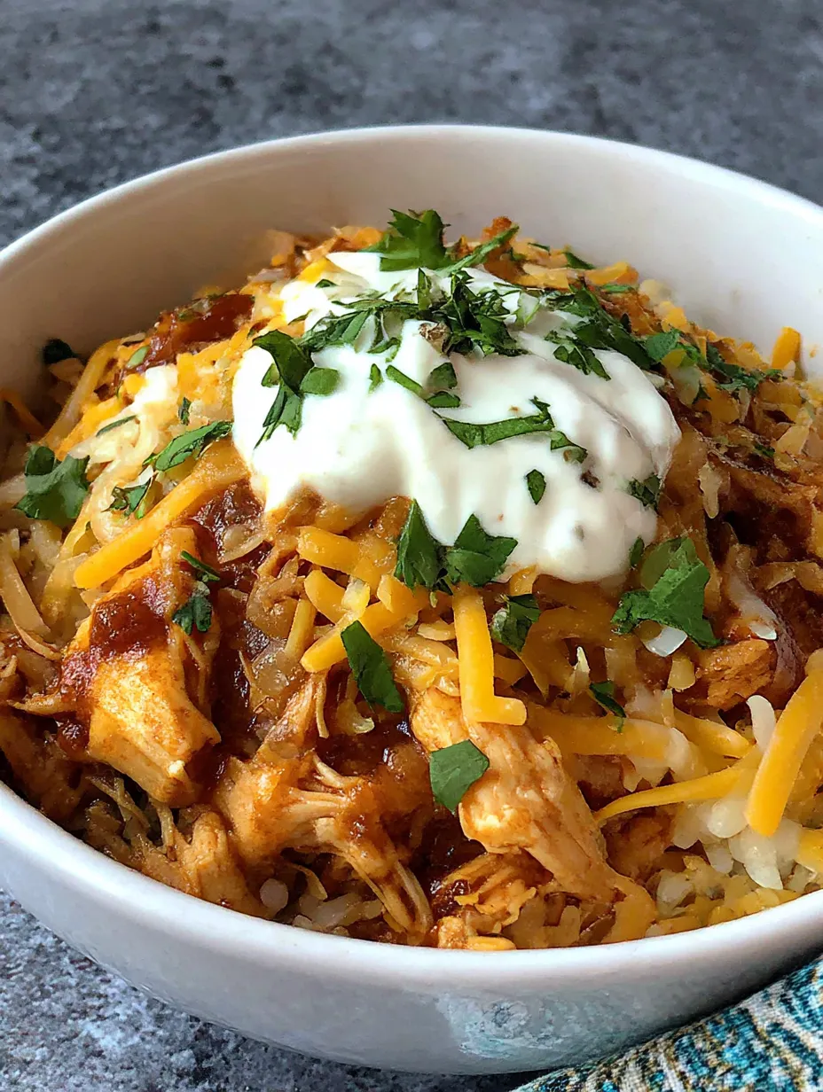 A macro-friendly BBQ ranch chicken bowl stacked with 42g protein.