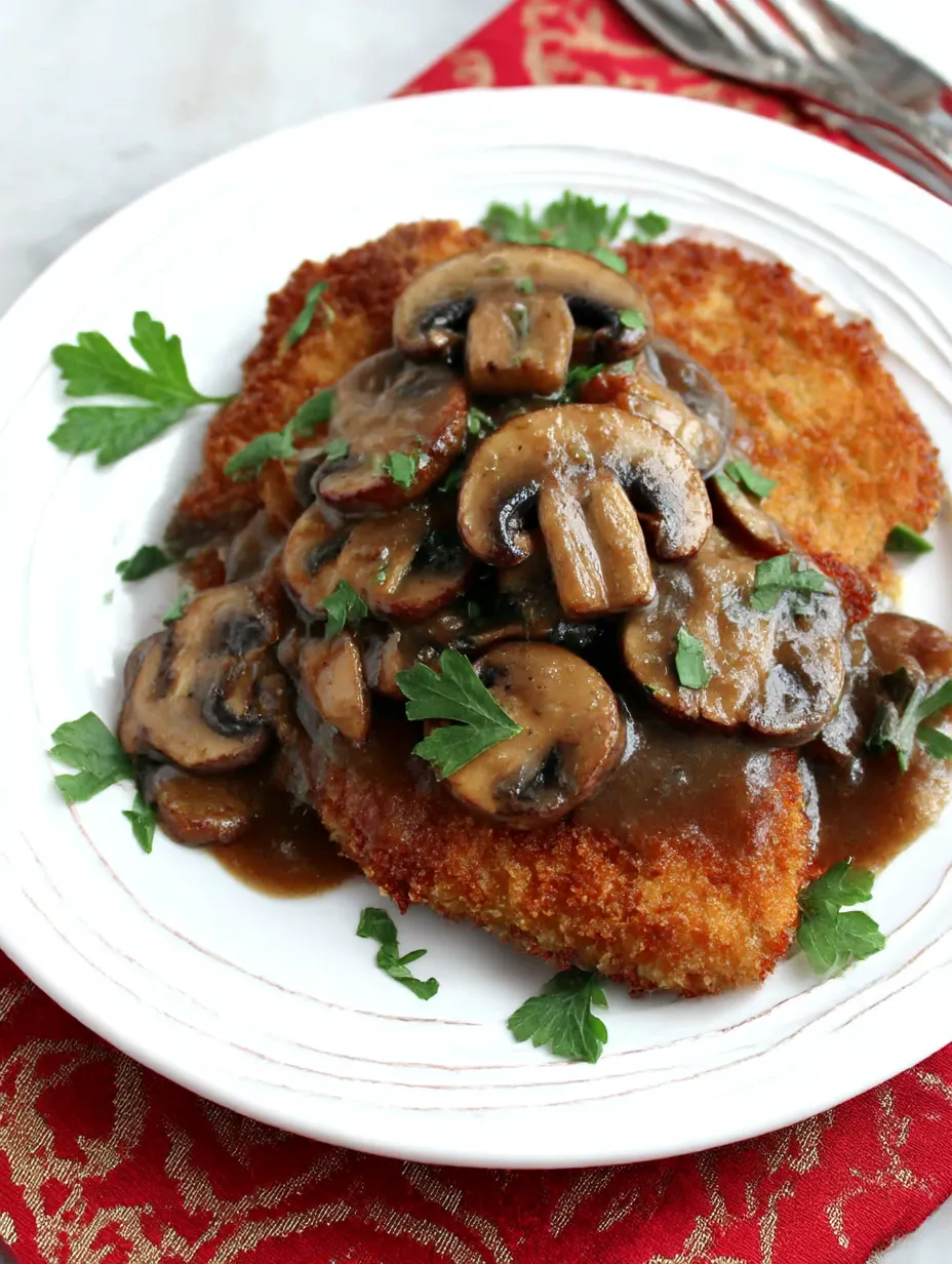 A big platter with grilled meat and mushrooms, topped with parsley.