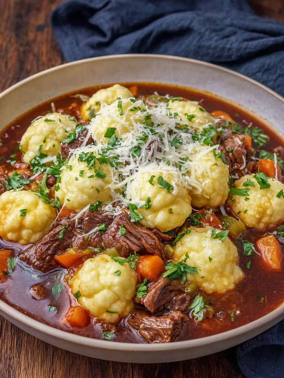 A big pot filled with chunks of meat, potatoes, onions, and sauce.