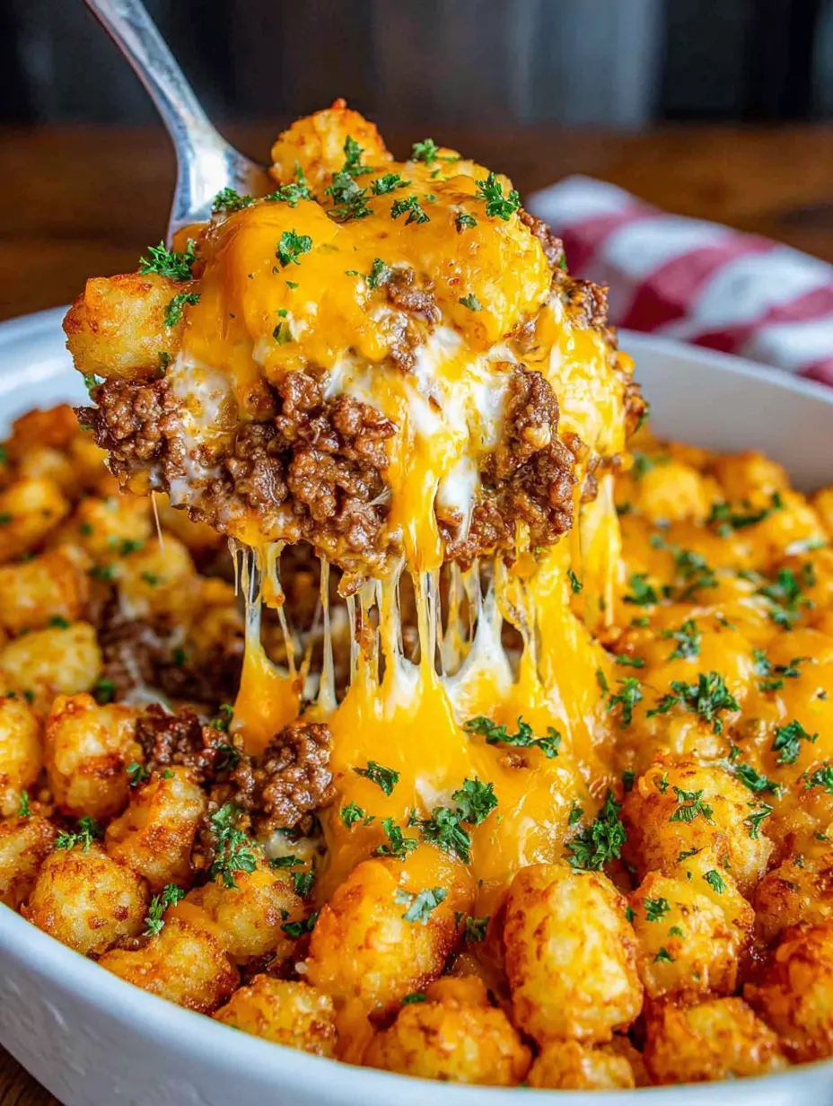 A bowl loaded with tater tots and melty cheese.