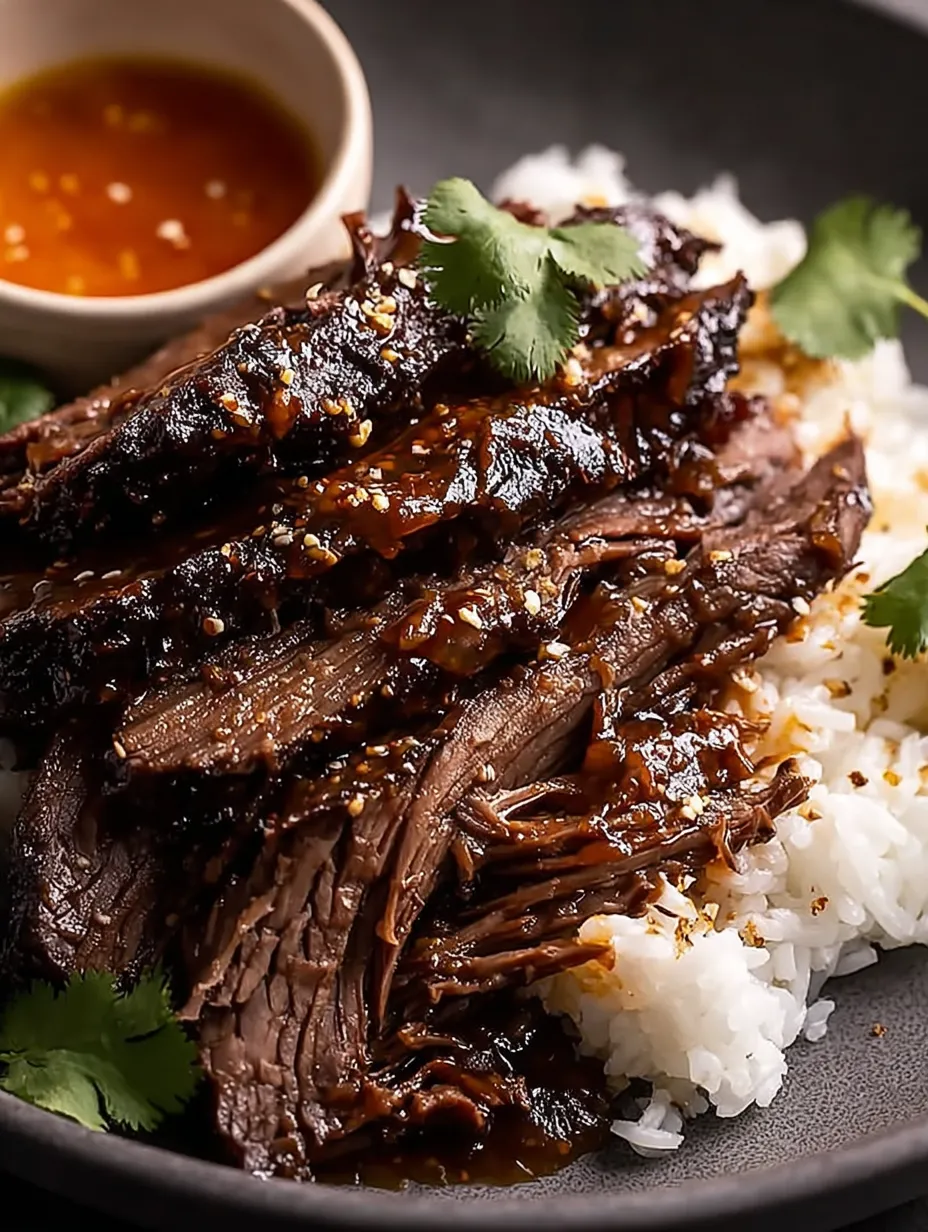 Beef steak with sauce and onion garnish.