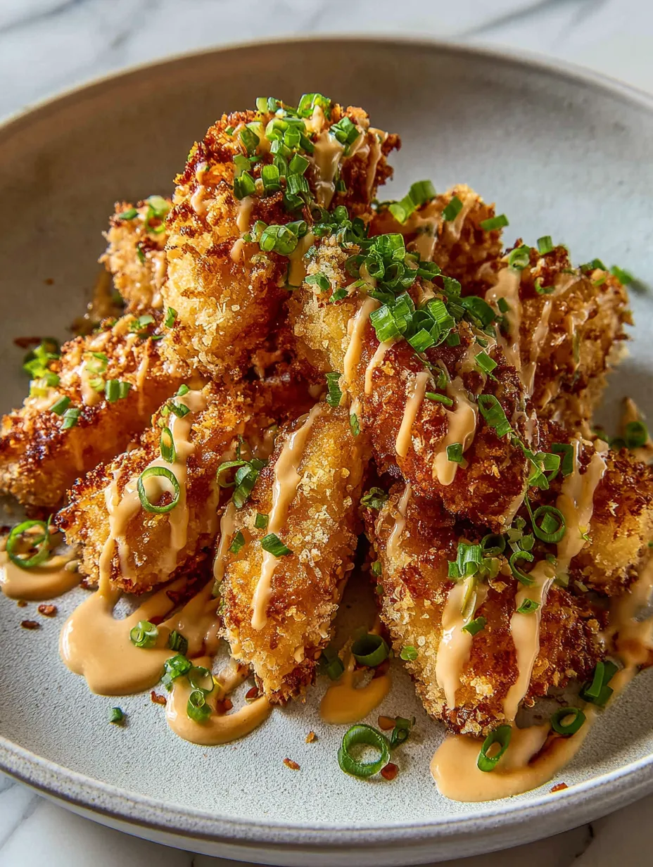 A large platter covered with freshly made, crispy food, repeating several times for effect.