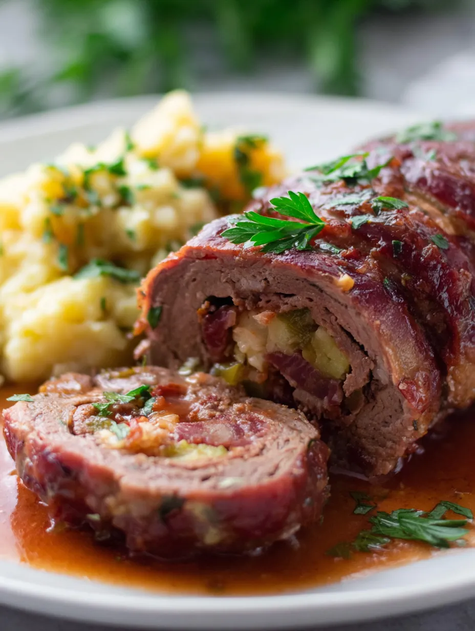 A piece of meat on a plate covered in sauce.