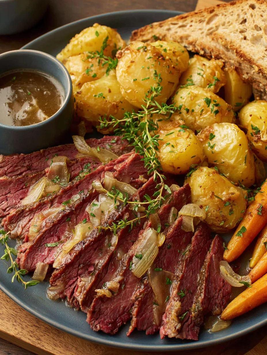 A plate served with potatoes and meat.