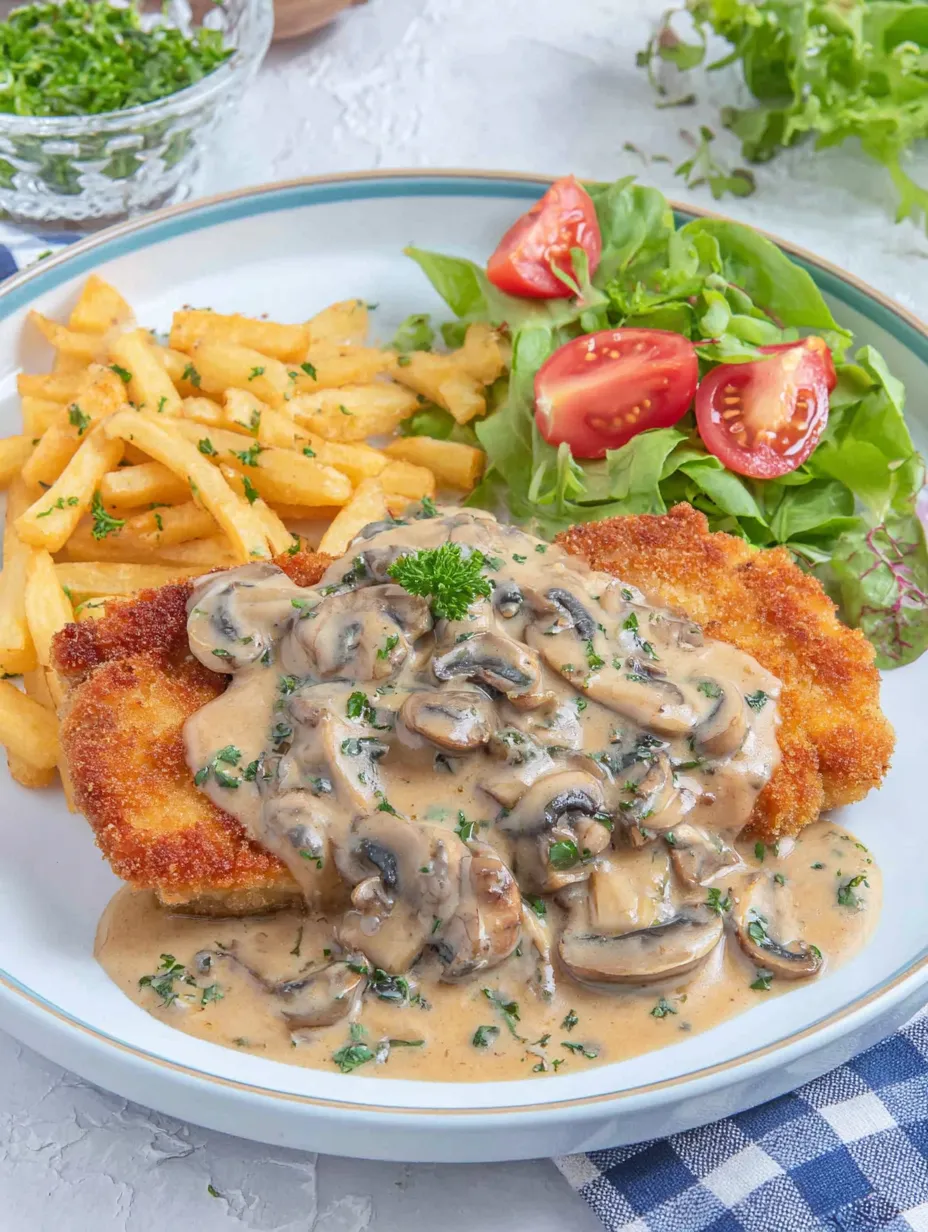 A plate loaded with mushrooms, tomatoes, and fries.