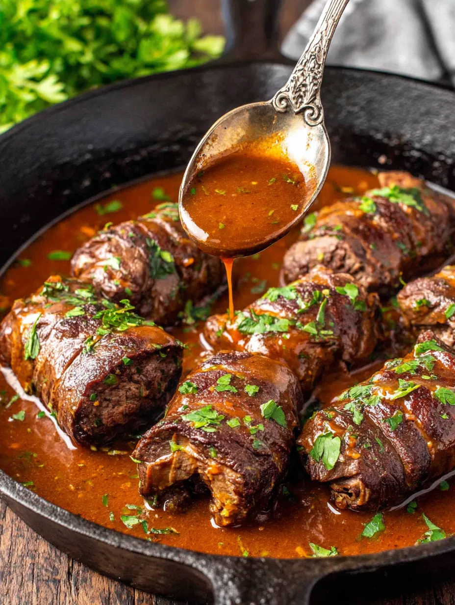 A big pot with beef and gravy inside.