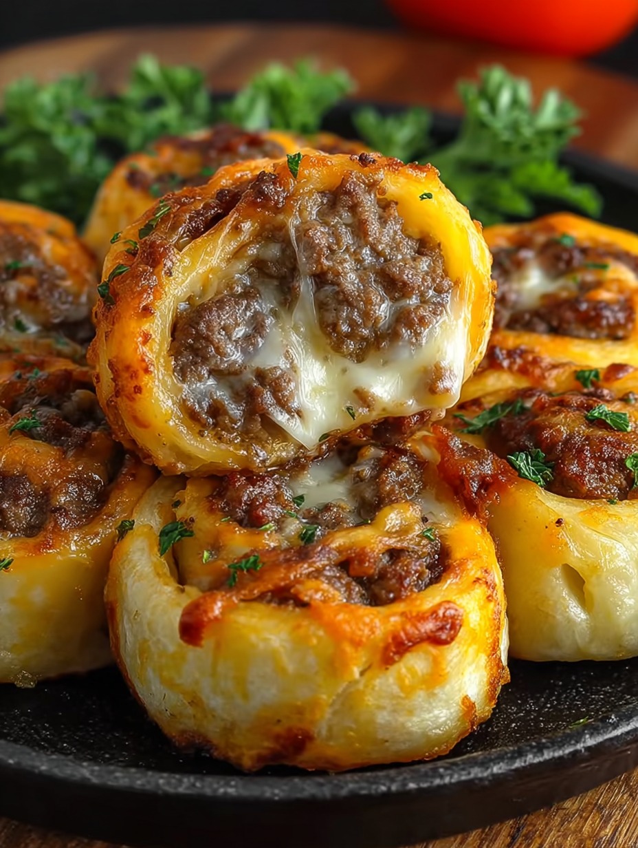 A bowl of six cheesy rolls on a plate.